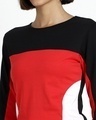 Shop Women's Red & Black Color Block Relaxed Fit Short Top