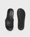 Shop Men's Black Relax Printed Adjustable Strap Comfysole Sliders-Design