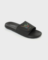 Shop Men's Black Relax Printed Adjustable Strap Comfysole Sliders