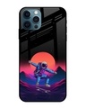 Shop Retro Astronaut Premium Glass Case for Apple iPhone 12 Pro (Shock Proof, Scratch Resistant)-Front