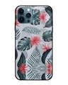 Shop Retro Floral Leaf Premium Glass Case for Apple iPhone 12 Pro Max (Shock Proof, Scratch Resistant)-Front