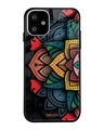 Shop Retro Gorgeous Flower Printed Premium Glass Cover For iPhone 11 (Impact Resistant, Matte Finish)-Front