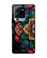 Shop Retro Gorgeous Flower Printed Premium Glass Case for Vivo V25 Pro (Shock Proof,Scratch Resistant)-Front