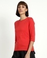 Shop Retro Red 3/4 Sleeve Round Neck T-Shirt-Design