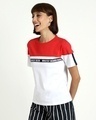 Shop Women's Retro Red Heard Rarely Seen Typography Color Block T-shirt-Design