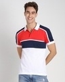 Shop Retro Red Color Block Polo T-Shirt-Design