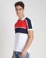 Shop Retro Red Color Block Polo T-Shirt-Full