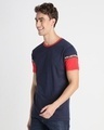 Shop Retro Red Color Block Sleeve T-Shirt-Design
