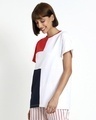 Shop Retro Red Half & Half Color Block Boyfriend T-Shirt-Design