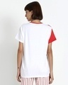 Shop Retro Red Half & Half Color Block Boyfriend T-Shirt-Full