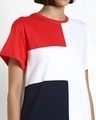 Shop Retro Red Half & Half Color Block Boyfriend T-Shirt