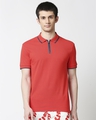Shop Retro Red Polo T-Shirt-Front
