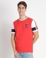 Shop Retro Red Sleeve Color Block T-Shirt-Design
