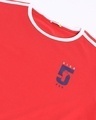 Shop Retro Red Sleeve Color Block T-Shirt