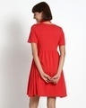 Shop Retro Red Slub Flared Dress-Full