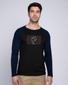Shop Revolt Repeat Full Sleeve Raglan T-Shirt Navy Blue-Black-Front