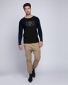 Shop Revolt Repeat Full Sleeve Raglan T-Shirt Navy Blue-Black-Design