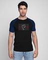 Shop Revolt Repeat Half Sleeve Raglan T-Shirt Navy Blue-Black-Front