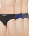 Shop Pack of 3 Men's Rico Solid Organic Cotton Black, Blue And Grey Brief-Front