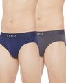 Shop Rico Solid Organic Cotton Blue And Grey Men's Brief (Pack Of 2)-Front