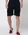 Shop Men's Blue & Black Color Block Shorts-Front