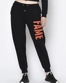 Shop Women's Black Fame Typography Joggers-Front