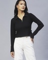 Shop Women's Black Slim Fit Top-Front