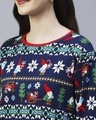 Shop Women's Blue Christmas Printed Slim Fit Top