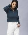 Shop Women's Green Slim Fit Short Top-Design
