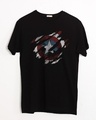Shop Ripped Captain America Half Sleeve T-Shirt (AVL)-Front