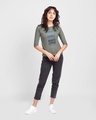 Shop Ripped Jeans Round Neck 3/4 Sleeve T-Shirts Meteor Grey-Full