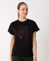 Shop Rock The Devil's Horns Boyfriend T-Shirt-Front