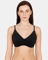 Shop Rosaline Essentials Double Layered Non Wired 3/4th Coverage Bra - Black-Front