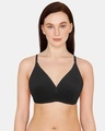 Shop Rosaline Essentials Double Layered Non-Wired Low Back Bra - Black-Front