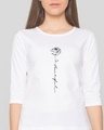 Shop Rose Beautiful Round Neck 3/4 Sleeve T-Shirt White-Front
