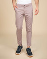 Shop Rouge Pink Slim Fit Cotton Chino Pants-Front