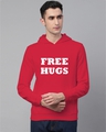 Shop Men's Red Freehug Regular Fit Hoodie-Front