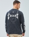 Shop S.W.Smiley Men's Black Chaos Graphic Printed Oversized Acid Wash T-Shirt-Full