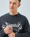 Shop S.W.Smiley Men's Black Chaos Graphic Printed Oversized Acid Wash T-Shirt
