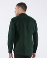 Shop Safari Green Cotton Linen Mandarin Collar Shirt-Full