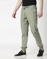 Shop Sage Green Cotton Jogger Pants-Design