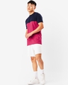 Shop Men's Pink & Blue Color Block Plus Size T-shirt-Full