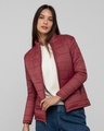 Shop Sangria Red Plain Puffer Jacket-Front