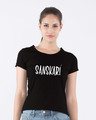 Shop Sanskari Raw Edge T-Shirt-Front