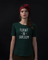 Shop Sarcastic Fluency Basic Round Hem T-Shirt-Front