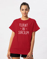 Shop Sarcastic Fluency Boyfriend T-Shirt-Front