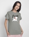 Shop Sassy Cat Boyfriend T-Shirt (DL) Meteor Grey-Front