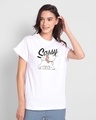 Shop Sassy Cat Boyfriend T-Shirt (DL) White-Front