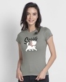 Shop Sassy Cat Half Sleeve T-Shirt (DL) Meteor Grey-Front