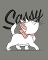 Shop Sassy Cat Half Sleeve T-Shirt (DL) Meteor Grey-Full
